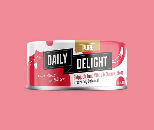 Daily Delight Pure Skipjack Tuna White & Chicken With Shrimp Wet Cat Food  80g