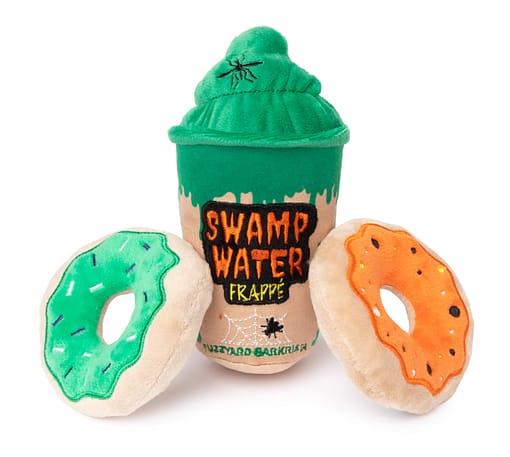 FuzzYard Halloween Plush Dog Toy Small - Swamp Water Frappe & Donuts 3Pk
