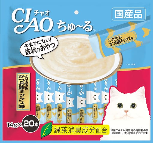 CIAO Chu-ru Chicken Fillet & Sliced Bonito food for Cats 14g (20pcs)