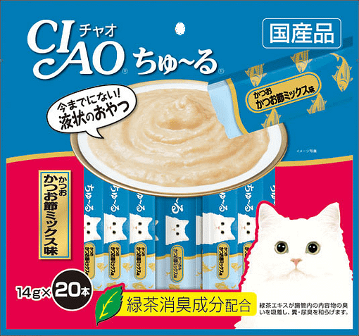 CIAO Chu-ru Tuna Dried Bonito Mix food for Cats 14g (20pcs)