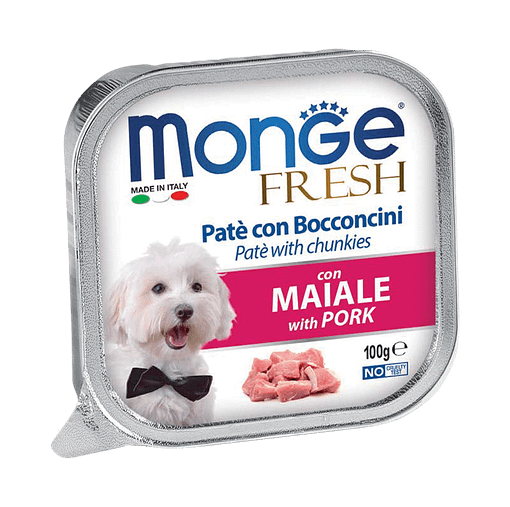 Monge Fresh Pate & Chunkies With Pork Wet Food for Dogs 100g
