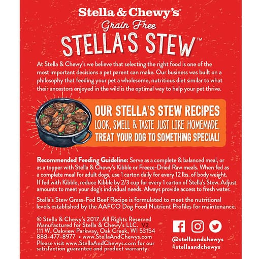 Stella & Chewy’s Grass-Fed Beef Stella's Stew Grain Free Wet Dog Food 11oz - Image 2