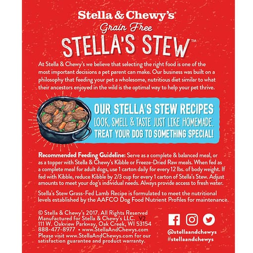 Stella & Chewy’s Grass-Fed Lamb Stella's Stew Grain Free Wet Dog Food 11oz - Image 2
