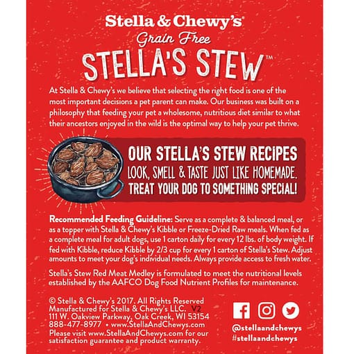 Stella & Chewy’s Red Meat Medley (Beef, Lamb & Elk) Stella's Stew Grain Free Wet Dog Food 11oz - Image 2