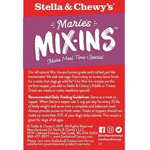 Stella & Chewy’s Marie's Mix-Ins Cage-Free Turkey & Pumpkin Wet Dog Food 5.5oz - Image 2
