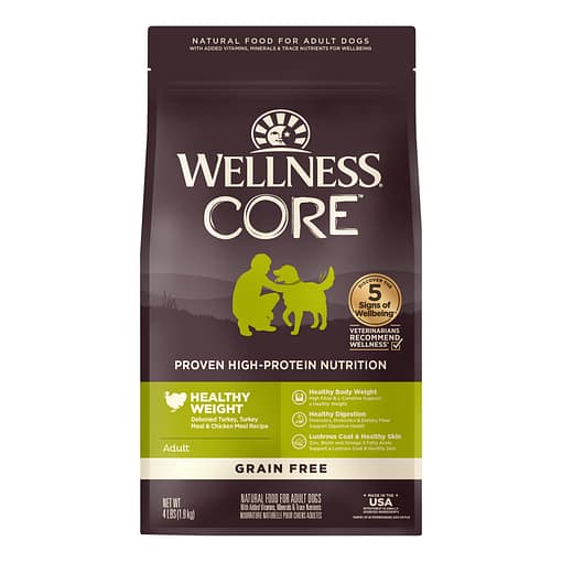 Wellness Core Grain-Free Healthy Weight (Deboned Turkey, Turkey Meal & Chicken Meal) Dry Dog Food (3 Sizes)