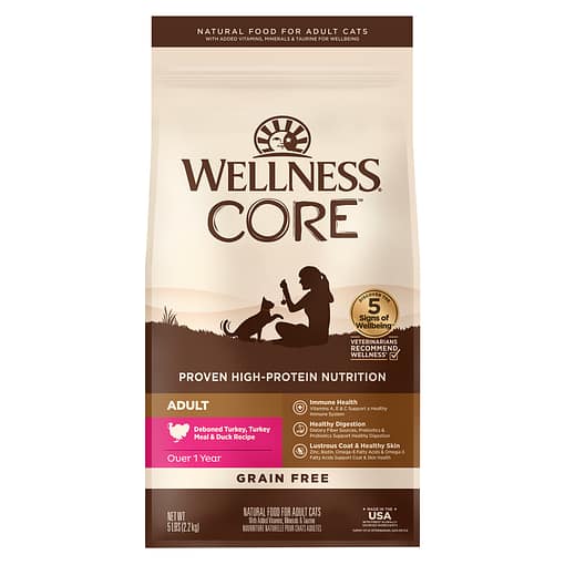 Wellness Core Cat Grain-Free Turkey Meal & Duck Formula Dry Cat Food (3 Sizes)