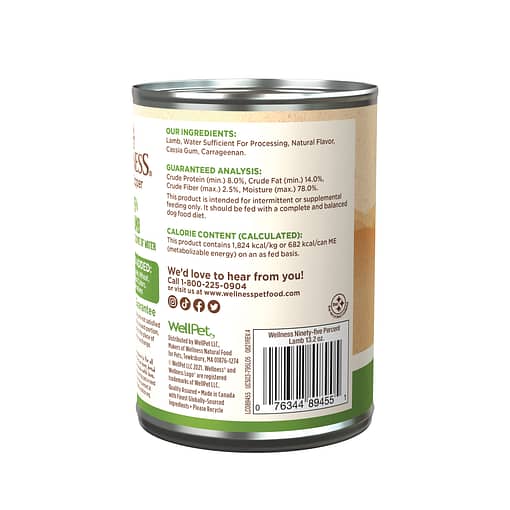 Wellness 95% Grain-Free Canned Dog Food – Lamb 13.2oz - Image 2