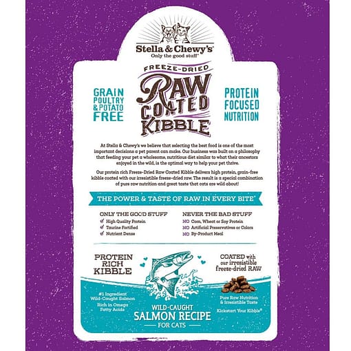 Stella & Chewy's Raw Coated Kibble Wild-Caught Salmon Recipe Freeze Dried Cat Food (2 Sizes) - Image 4