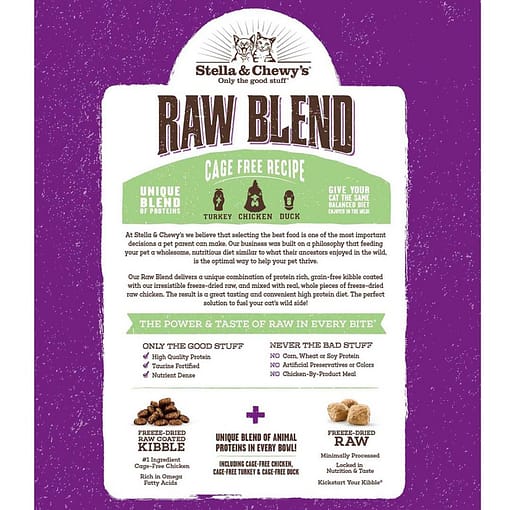 Stella & Chewy's Raw Blend Cage-Free (Turkey, Chicken & Duck) Freeze Dried Cat Food (2 Sizes) - Image 2