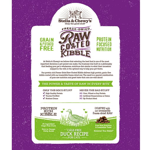 Stella & Chewy's Raw Coated Kibble Cage Free Duck Recipe Freeze Dried Cat Food 5lb - Image 3