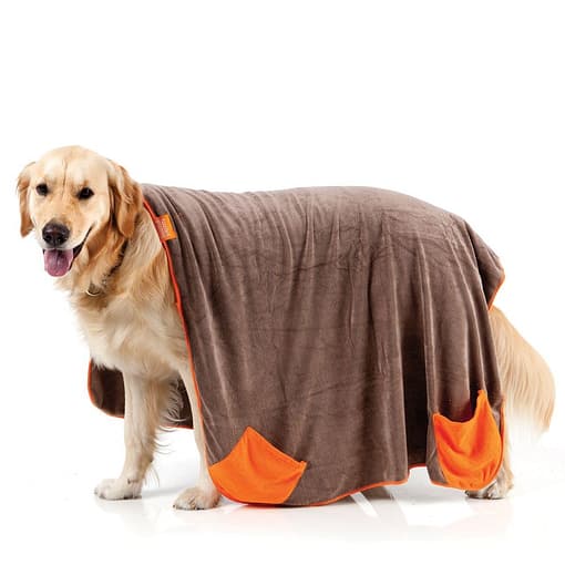 FuzzYard Brown With Orange Trim Microfibre Drying Towel