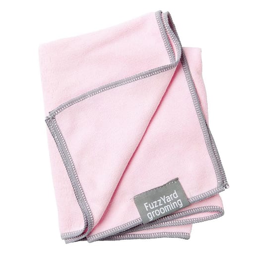 FuzzYard Pink With Grey Trim Microfibre Drying Towel For Puppies