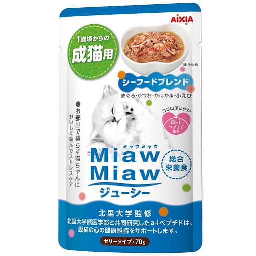 Aixia Miaw Miaw Juicy Pouch-Seafood Blend  Wet Food for Cats 70g