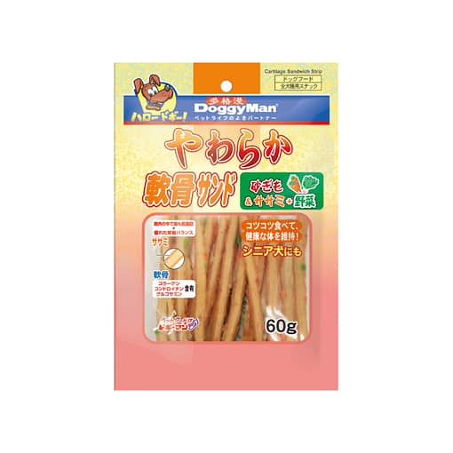 Doggyman Cartilage Sandwich Strip Gizzard & Vegetable Dog Treats 60g