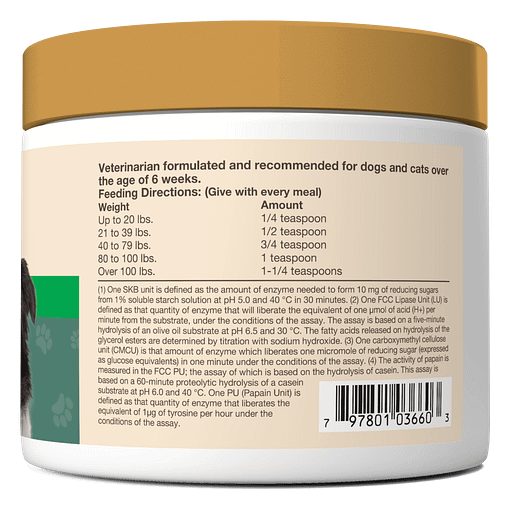 NaturVet Digestive Enzymes Powder Plus Pre & Probiotics For Dog & Cat 8oz