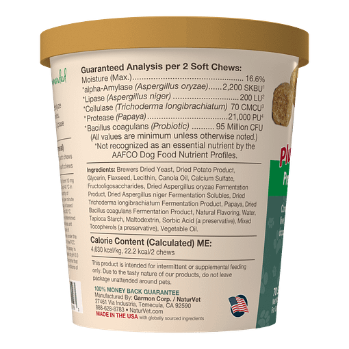 NaturVet Digestive Enzymes Plus Probiotics & Prebiotics for Dog 70ct