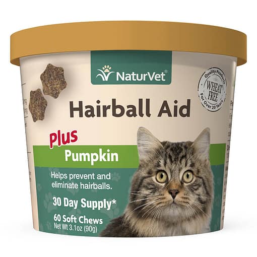 Naturvet Hairball Aid Supplement Plus Pumpkins for Cats 60ct