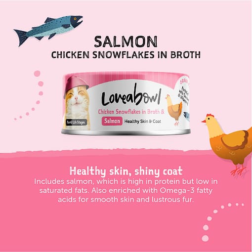 Loveabowl Chicken Snowflakes in Broth with Salmon Wet Food for Cat 70g - Image 2