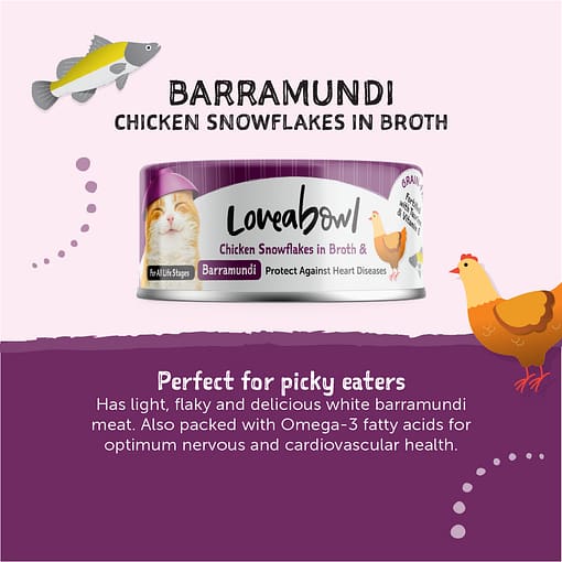 Loveabowl Chicken snowflakes in Broth with Barramundi Wet Food for Cat 70g - Image 2