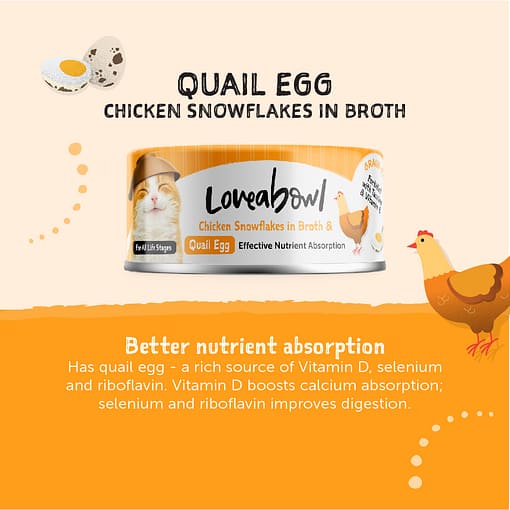 Loveabowl Chicken snowflakes in Broth with Quail Egg Wet Food for Cat 70g - Image 2
