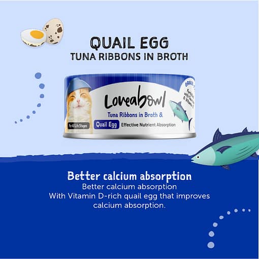 Loveabowl Tuna Ribbons in Broth with Quail Egg Wet Food for Cat 70g - Image 2