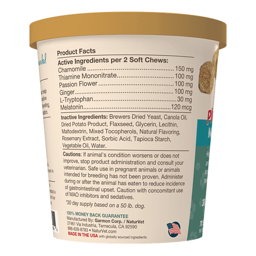 NaturVet Quiet Moments Calming Aid Plus Melatonin For Dog 70ct