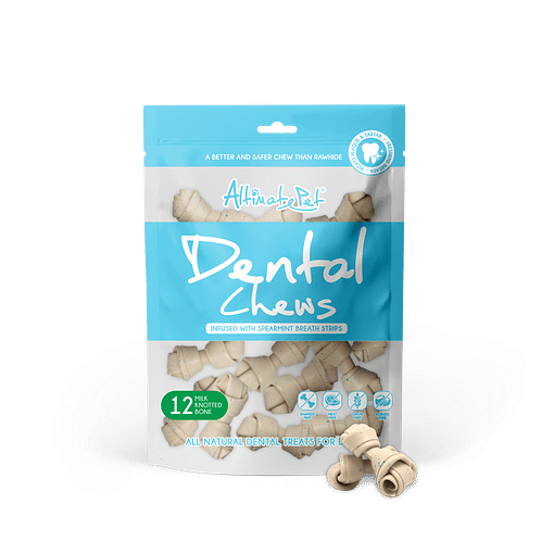 Altimate Pet Infused with Spearmint Breath Strips Dental Chews - Knotted Bone (12pcs) Treats for Dog 150g