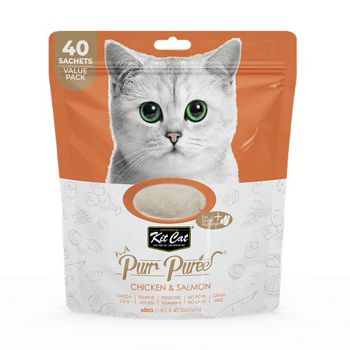 Kit Cat Purr Puree Value Pack Chicken & Salmon 600g (15gx40 Sachets)