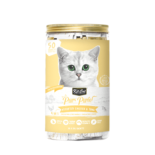 Kit Cat Purr Puree Variety Pack Cat Treat - Assorted Chicken and Tuna (50 Sticks x 15g)