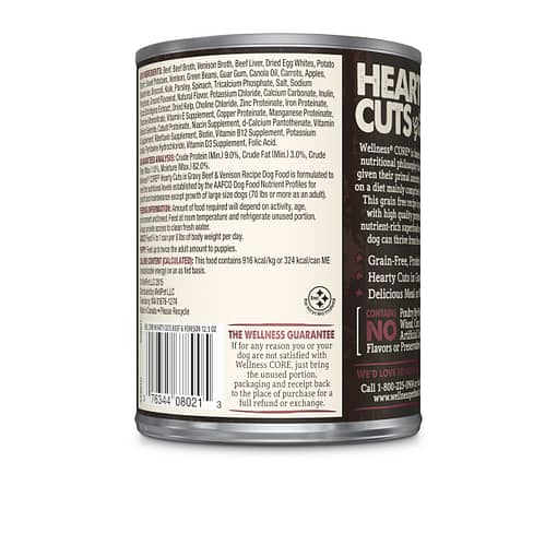 Wellness CORE Grain-Free Hearty Cuts in Gravy Beef & Venison Wet Dog Food 12.5oz - Image 2