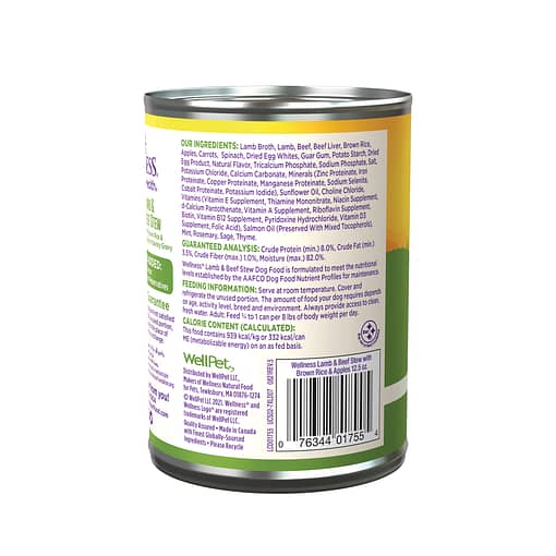 Wellness Stews Grain-Free – Lamb & Beef with Brown Rice & Apples Wet Dog Food 12.5oz - Image 2