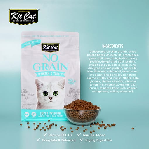 Kit Cat No Grain Dry Cat Food Chicken & Turkey (2 Sizes) - Image 3