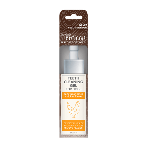 TropiClean Enticers Teeth Cleaning Gel for Dogs - Honey Marinated Chicken Flavor 2oz