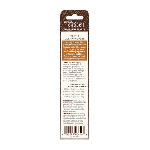 TropiClean Enticers Teeth Cleaning Gel for Dogs - Peanut Butter & Honey Flavor 2oz - Image 2