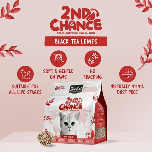 Kit Cat 2nd Chance 100% Recycled Plant-Based Clumping Cat Litter - Black Tea Leaves (2.5KG) - Image 2