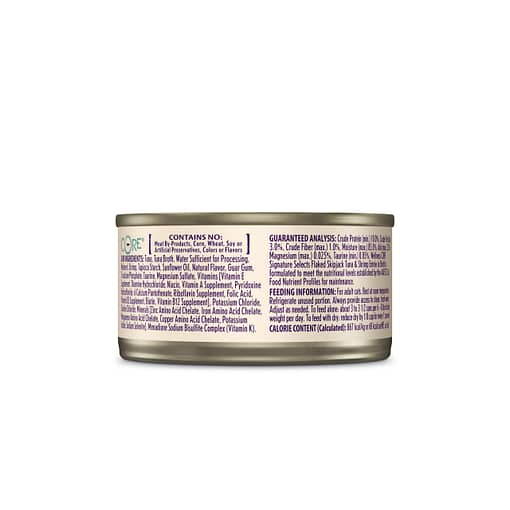 Wellness CORE Signature Selects Flaked Skipjack Tuna & Shrimp Entree in Broth Canned Cat Food 2.8oz - Image 2