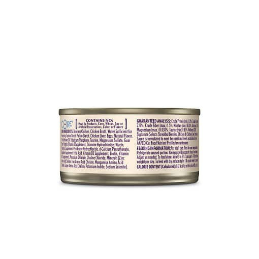 Wellness CORE Signature Selects Shredded Boneless Chicken & Chicken Liver Entree in Sauce Canned Cat Food 2.8oz - Image 2