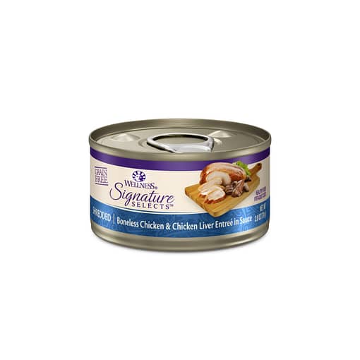 Wellness CORE Signature Selects Shredded Boneless Chicken & Chicken Liver Entree in Sauce Canned Cat Food 2.8oz