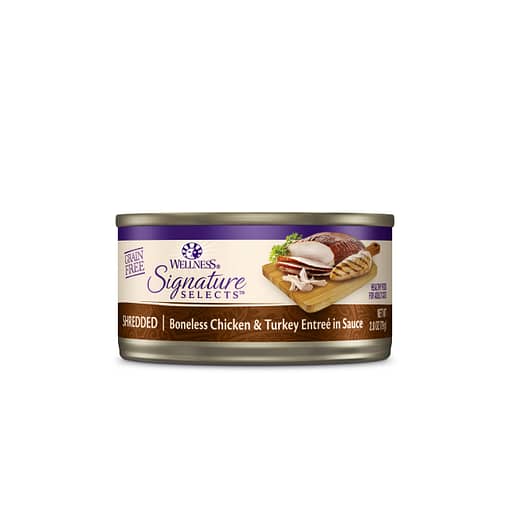Wellness CORE Signature Selects Shredded Boneless Chicken & Turkey Entree in Sauce Canned Cat Food 2.8oz
