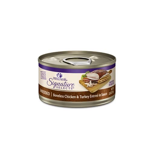 Wellness CORE Signature Selects Shredded Boneless Chicken & Turkey Entree in Sauce Canned Cat Food 2.8oz - Image 3