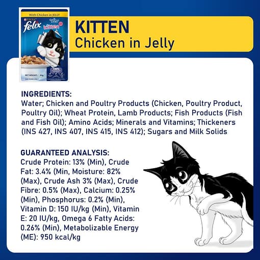 Purina FELIX Kitten Chicken in Jelly Wet Cat Food 85g - Image 5
