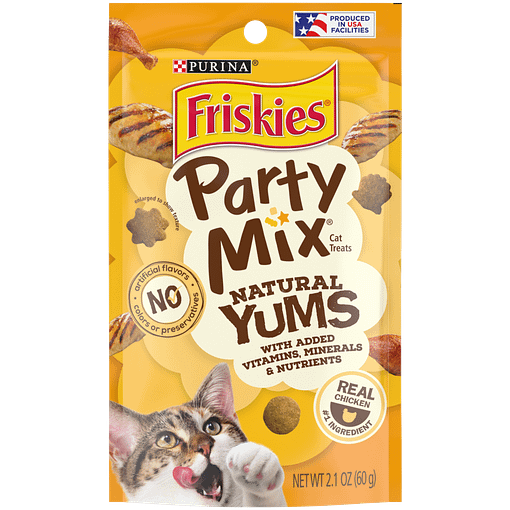 Purina FRISKIES Party Mix Natural Yums Chicken Cat Treats 60g