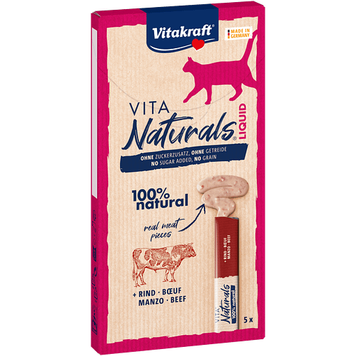 Vitakraft Vita Naturals Liquid Snack Beef Cat Treats 5pcs
