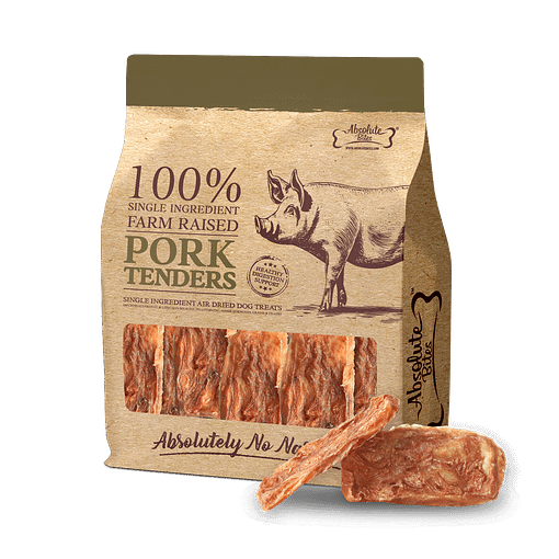 Absolute Bites Single Ingredient Air Dried Treats for Dogs - Pork Tenders (2 Sizes)