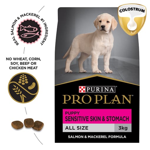 Purina PRO PLAN Puppy Sensitive Skin & Stomach Salmon & Mackerel Formula with Prebiotic Fibre - Dry Dog Food (2 Sizes) - Image 2