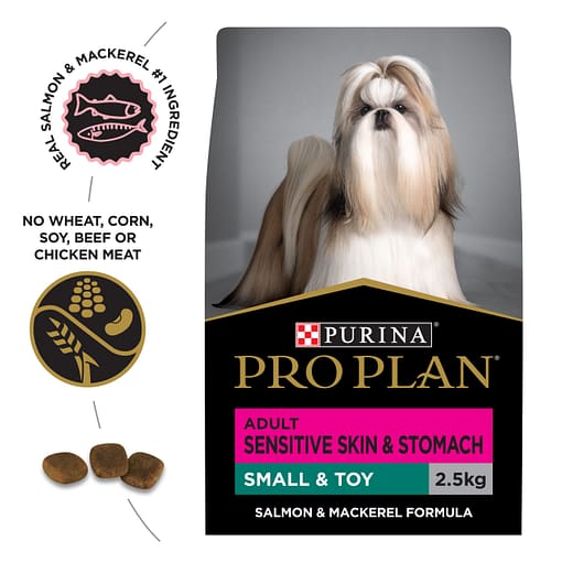Purina PRO PLAN Adult Small & Toy Sensitive Skin & Stomach Salmon & Mackerel Formula with Prebiotic Fibre - Dry Dog Food (2 Sizes) - Image 2