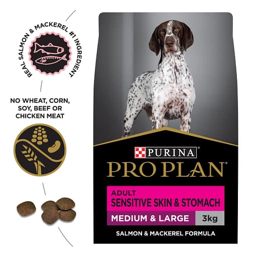 Purina PRO PLAN Adult Medium & Large Sensitive Skin & Stomach Salmon & Mackerel Formula with Prebiotic Fibre - Dry Dog Food (2 Sizes) - Image 2