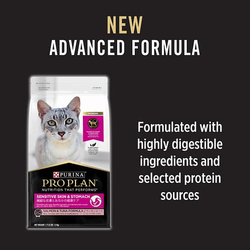 Purina PRO PLAN Sensitive Skin & Stomach (Salmon & Tuna) - Dry Cat Food 1.5kg - Image 4