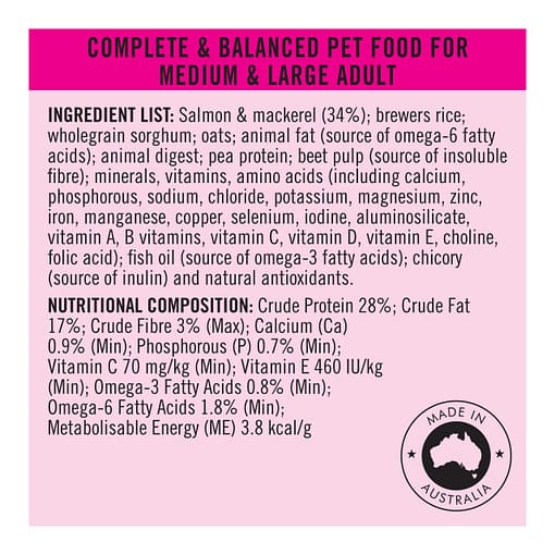 Purina PRO PLAN Adult Medium & Large Sensitive Skin & Stomach Salmon & Mackerel Formula with Prebiotic Fibre - Dry Dog Food (2 Sizes) - Image 9